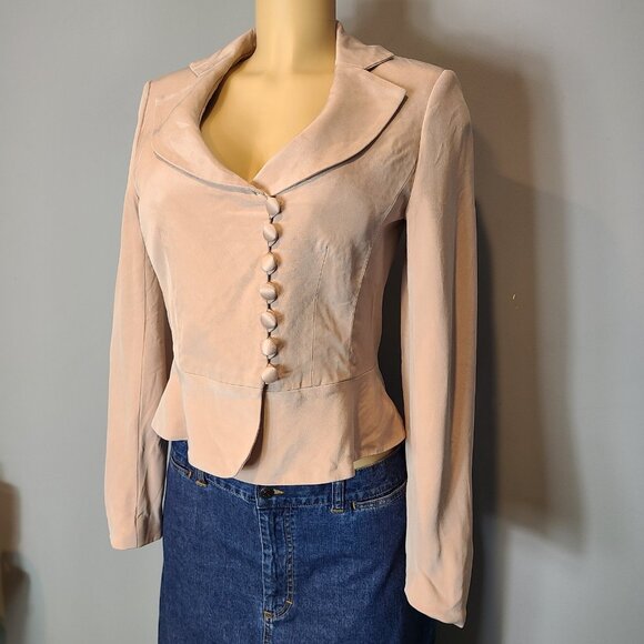 Sutton Studio Silk Jacket Size 6 Parisian Crossover Button Collared Coquette - Picture 3 of 8